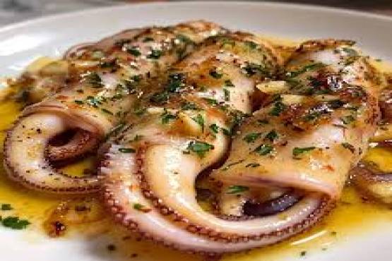 Lulas ao Alho (servido com fatias de Pão)