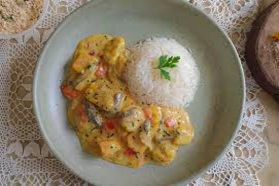 Moqueca de Abóbora, Vegetais e Milho Verde com Arroz Branco